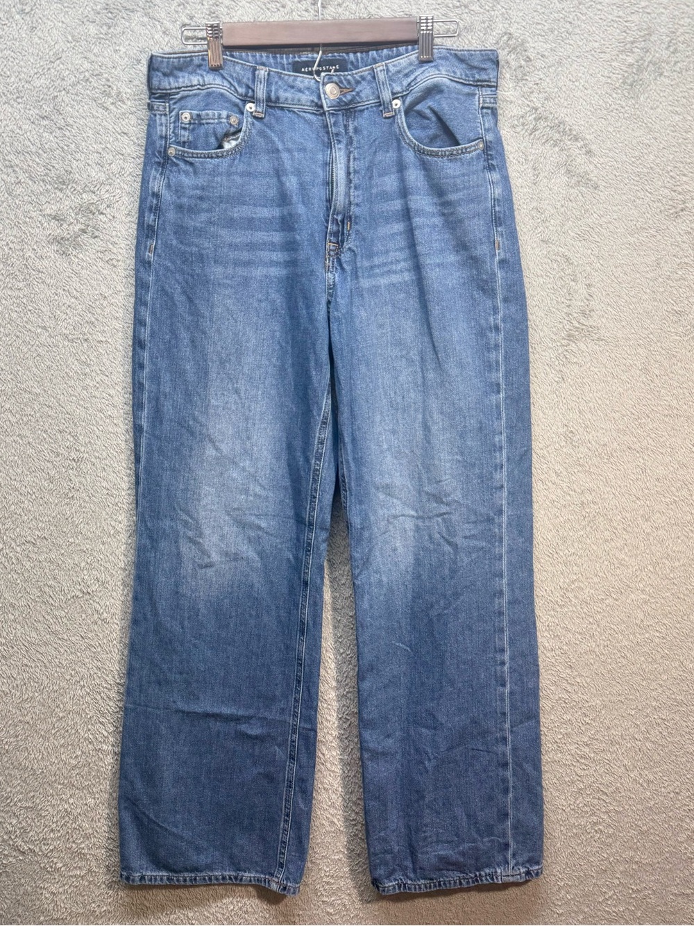 Aeropostale High Rise Wide Leg Jeans Size 10 Medium Wash 100% Cotton